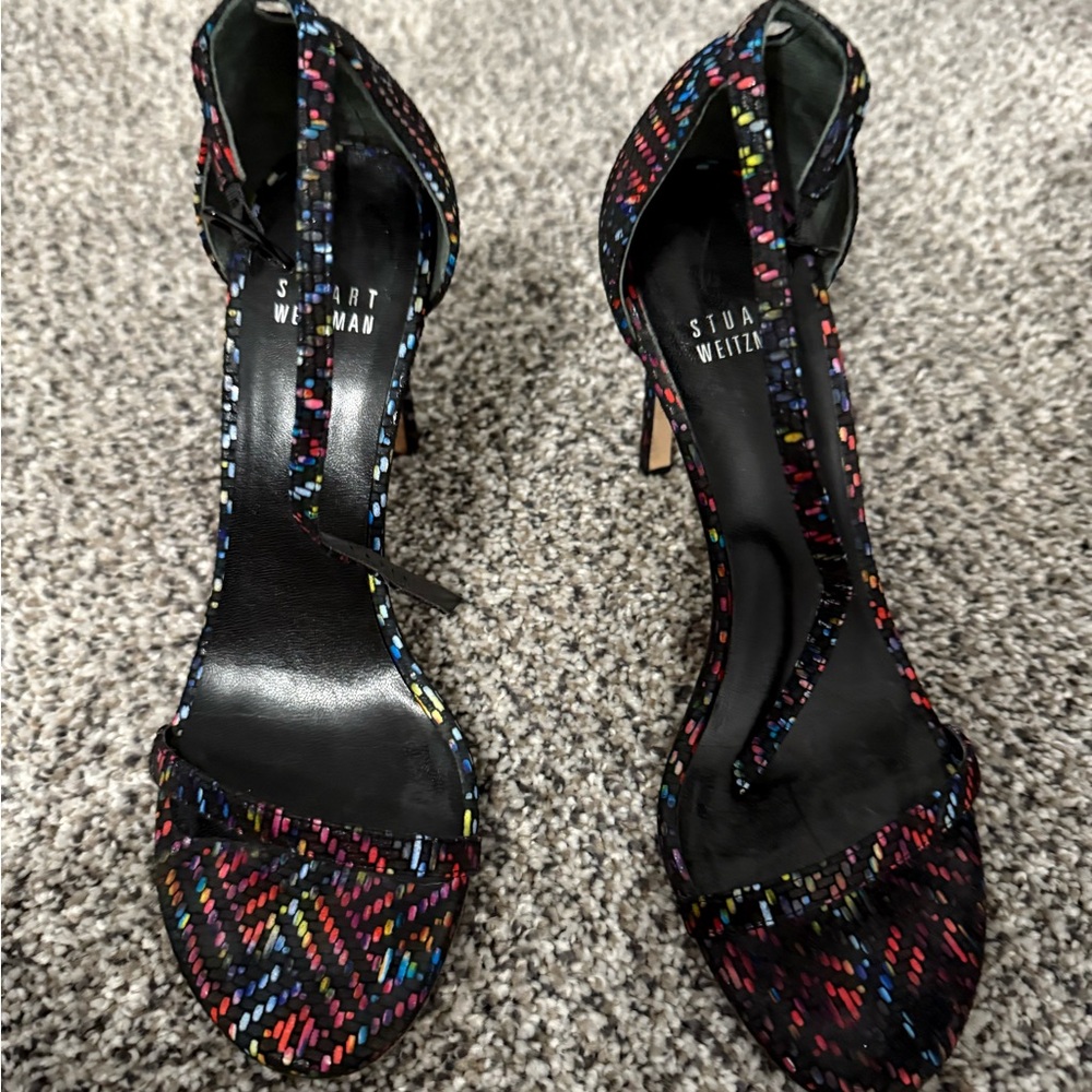 Stuart Weitzman Black Multicolor Heels with Elegant Design